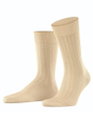 Falke Tagessocke Crew Milano (elegante Rippstruktur, Baumwolle) sandbraun Herren - 1 Paar