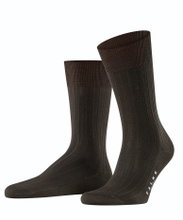 Falke Tagessocke Crew Milano (elegante Rippstruktur, Baumwolle) dunkelbraun Herren - 1 Paar