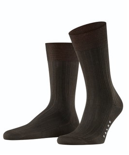 Falke Day Sock Crew Milano (elegant ribbed structure, cotton) dark brown Men - 1 Pair