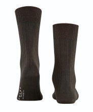 Falke Tagessocke Crew Milano (elegante Rippstruktur, Baumwolle) dunkelbraun Herren - 1 Paar