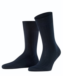 Falke Daily Sock Crew Milano (elegant ribbed structure, cotton) dark blue Men - 1 pair