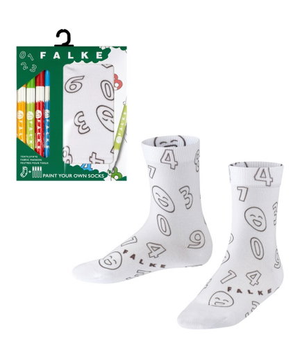 Falke Tagessocke Number Paint Set (4 Textilstiften und 1 Paar FALKE Kinder-Strümpfen) weiss Kinder - 1 Paar