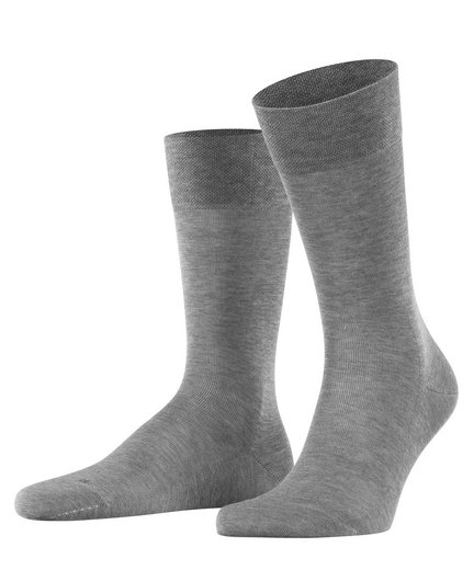 Falke Day Sock Crew Sensitive Malaga (fine mesh, cotton) light grey Men - 1 Pair
