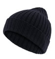 Falke Knitted Beanie Hat Unisex - Merino Wool, Ribbed Structure, Foldover - navy blue - 1 piece