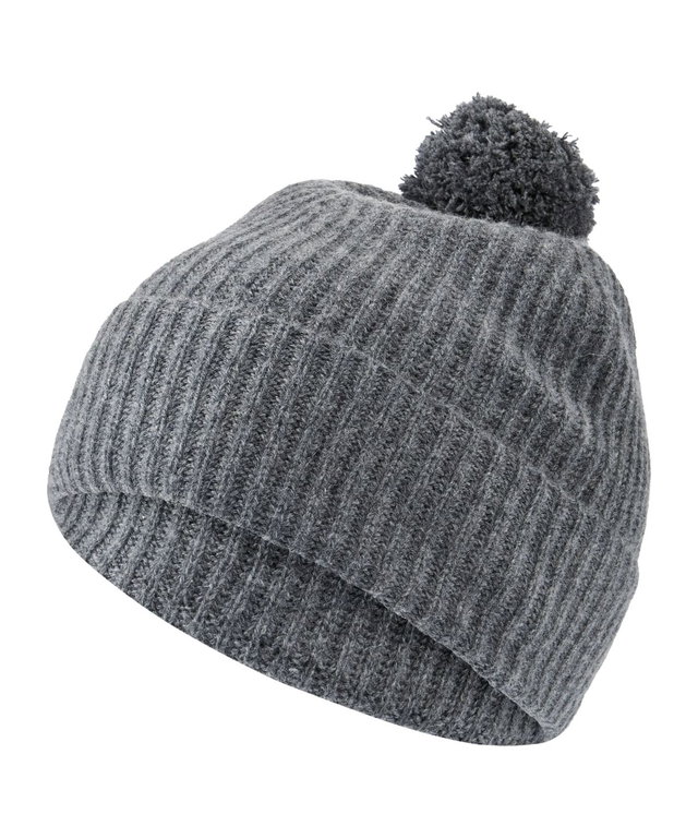 Falke Strickmütze (Bommel) Pure - Kaschmir, Bommel - grau - 1 Stück