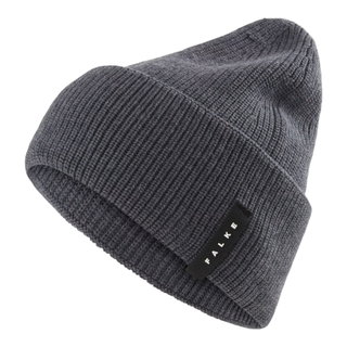 Falke Strickmütze (Beanie) - Merinowolle, Rippenstruktur - dunkelgrau - 1 Stück