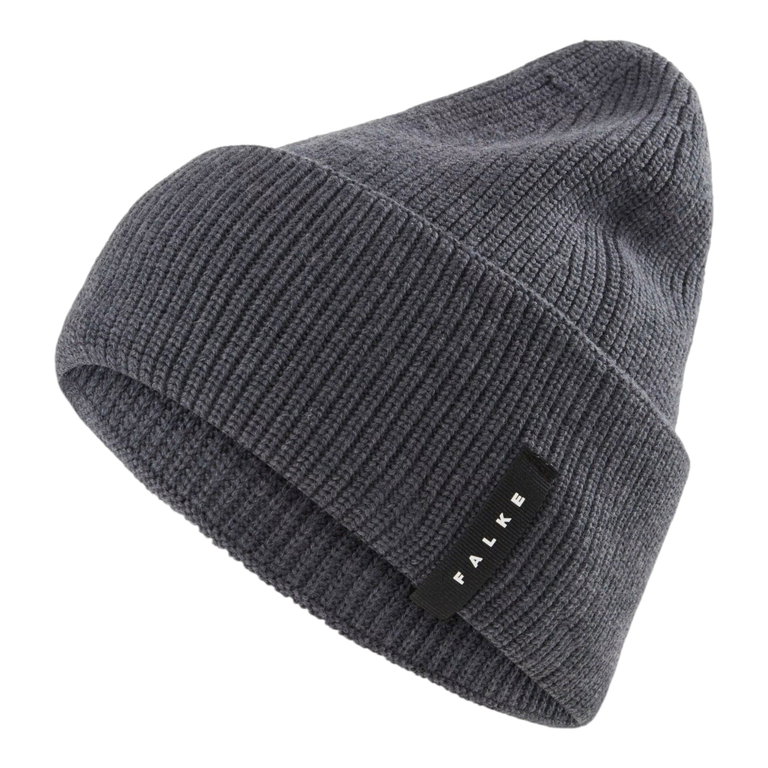 Falke Strickmütze (Beanie) - Merinowolle, Rippenstruktur - dunkelgrau - 1 Stück