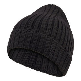 Falke Knitted Beanie Hat Unisex - Merino Wool, Ribbed Structure, Foldover - black - 1 piece