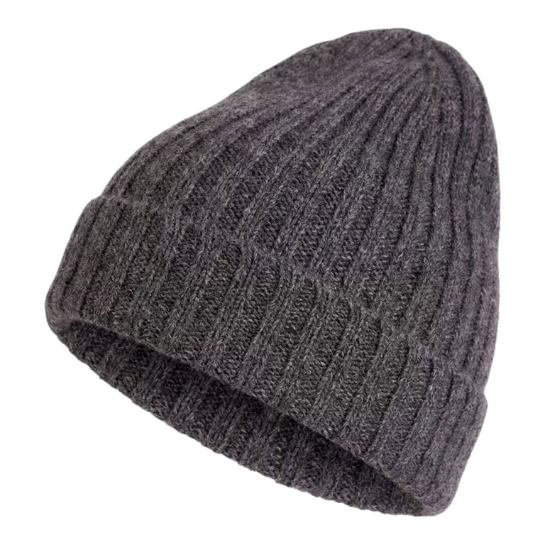Falke Strickmütze (Beanie) Hat Unisex - Merinowolle, Rippenstruktur, Umschlag - dunkelgrau - 1 Stück