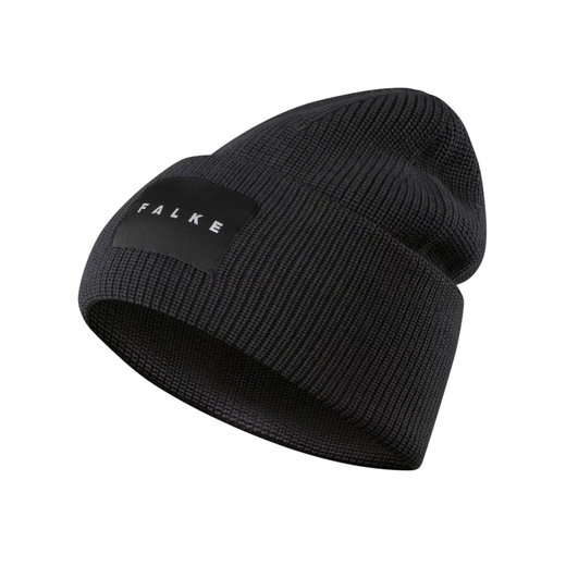 Falke Strickmütze (Beanie) Unisex - Merinowolle, Rippenstruktur - schwarz - 1 Stück
