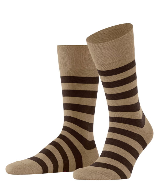 Falke Daily Sock Crew Sensitive Mapped Line (Striped Pattern, Cotton) brown Men's - 1 Pair