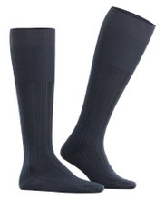 Falke Tagessocke Milano Kniestrümpfe (elegante Rippstruktur, Baumwolle) navyblau Herren - 1 Paar