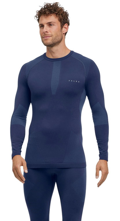 Falke Funktionsunterwäsche Langarmshirt Warm (perfekte Feuchtigkeits-und Temperaturregulierung) blau Herren