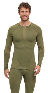 Falke bielizna funkcjonalna longsleeve ciepła (idealna regulacja wilgotności i temperatury) oliwkowa męska