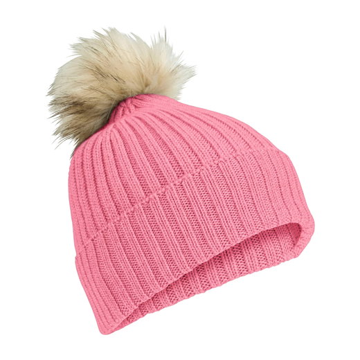 Falke Wintermütze (Bommel) - Schurwolle, Rippenstruktur - pink - 1 Stück