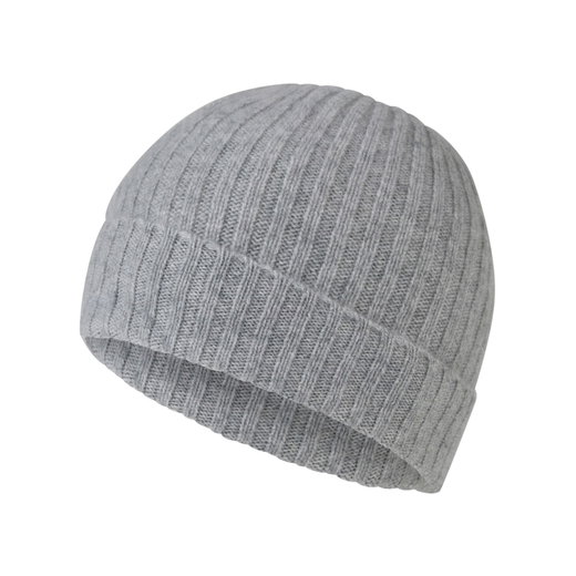 Falke Wintermütze (Beanie) Unisex - Kaschmir, Rippenstruktur, Umschlag - hellgrau - 1 Stück