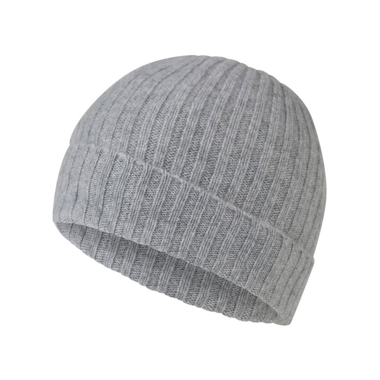 Falke Wintermütze (Beanie) Unisex - Kaschmir, Rippenstruktur, Umschlag - hellgrau - 1 Stück