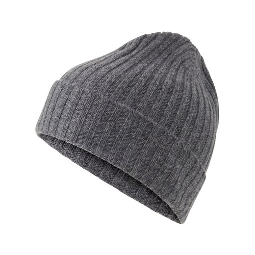 Falke Wintermütze (Beanie) Unisex - Kaschmir, Rippenstruktur, Umschlag - dunkelgrau - 1 Stück