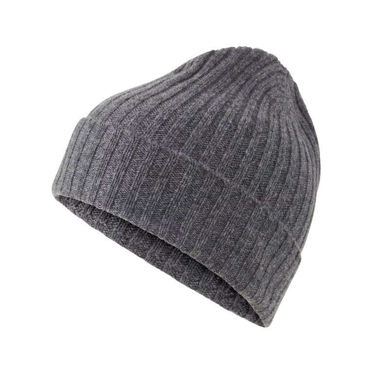 Falke Wintermütze (Beanie) Unisex - Kaschmir, Rippenstruktur, Umschlag - dunkelgrau - 1 Stück
