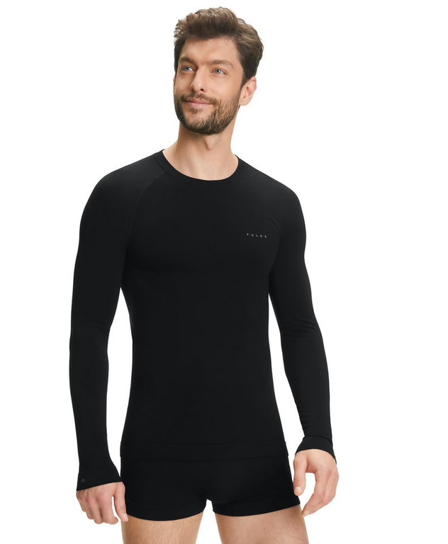 Falke Bielizna Funkcyjna Koszulka z Długim Rękawem Wool-Tech Light (najwyższej jakości wełna merino) czarna Mężczyźni