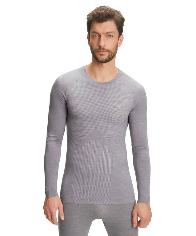 Falke Funktionsunterwäsche Langarmshirt Wool-Tech Light (feinste Merinowolle) hellgrau Herren