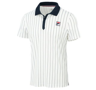 Fila Polo tenisowe Stripes Björn Retro-Look (100% poliester) biały/granatowy mężczyźni