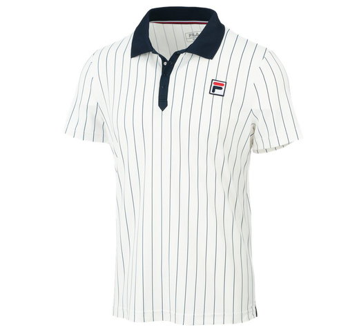 Fila Tennis-Polo Stripes Björn Retro-Look (100% Polyester) weiss/navyblau Herren