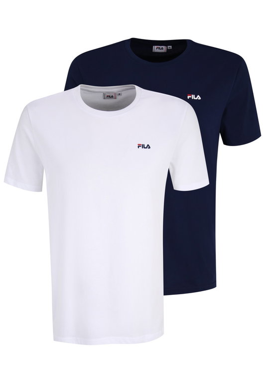 Fila Freizeit-Shirt Brod Tee (Baumwolle) weiss/dunkelblau Herren - 2er Pack