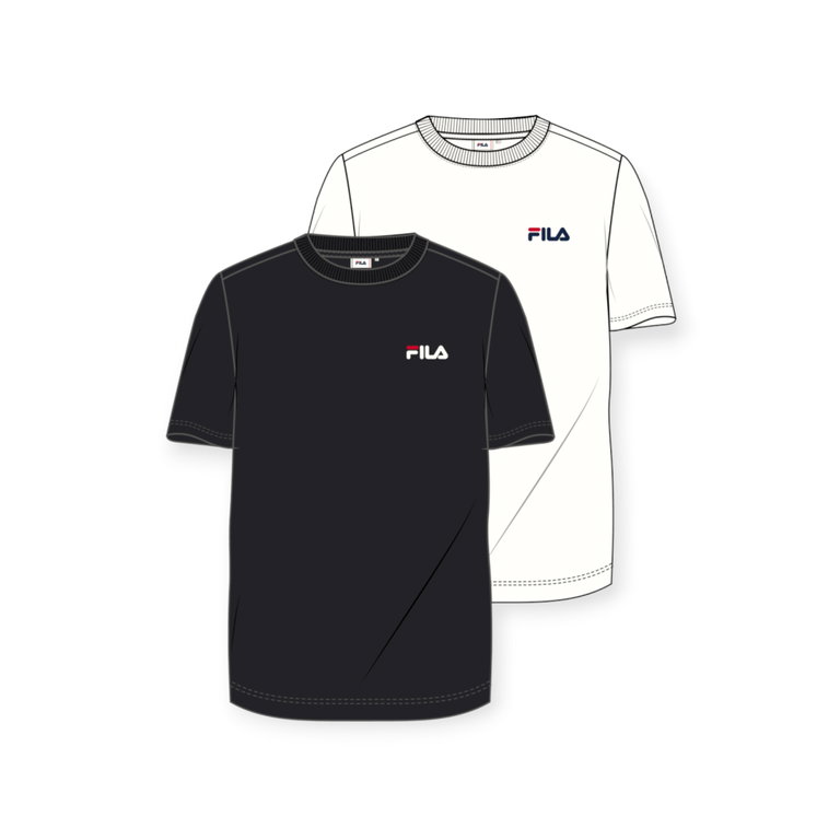 Fila Freizeit-Shirt Brod Tee (Baumwolle) weiss/schwarz Herren - 2er Pack