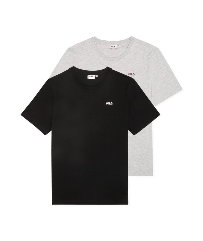 Fila Freizeit-Shirt Brod Tee (Baumwolle) grau/schwarz Herren - 2er Pack