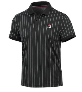 Fila Tennis-Polo Stripes (100% Polyester) schwarz/weiss Herren
