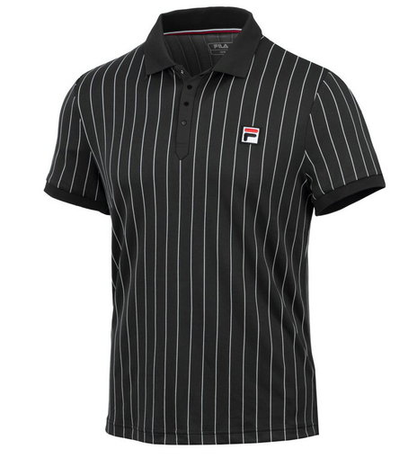 Fila Tennis-Polo Stripes (100% Polyester) schwarz/weiss Herren
