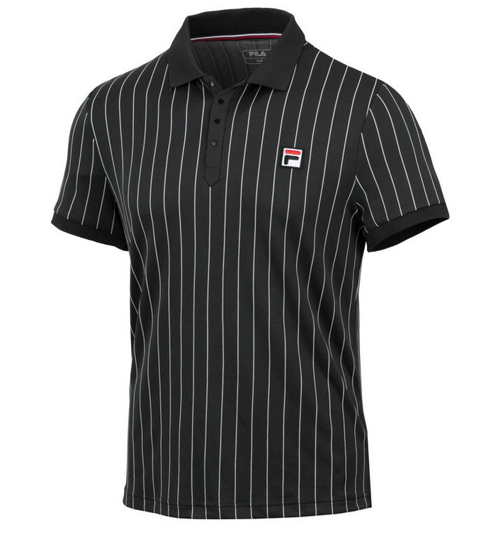 Fila Tennis-Polo Stripes (100% Polyester) schwarz/weiss Herren