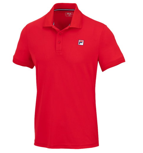 Fila Tennis-Polo Hermano (100% rec. Polyester, klassisch Look) rot Herren