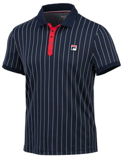Fila Tennis-Polo Stripes (100% Polyester) navyblau/weiss Herren