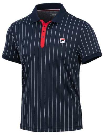 Fila Tennis-Polo Stripes (100% Polyester) navyblau/weiss Herren