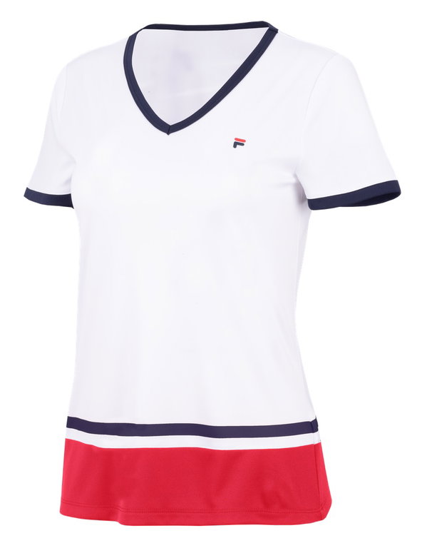 Fila Tennis-Shirt Elisabeth (V-Ausschnitt) weiss/rot Mädchen/Girls