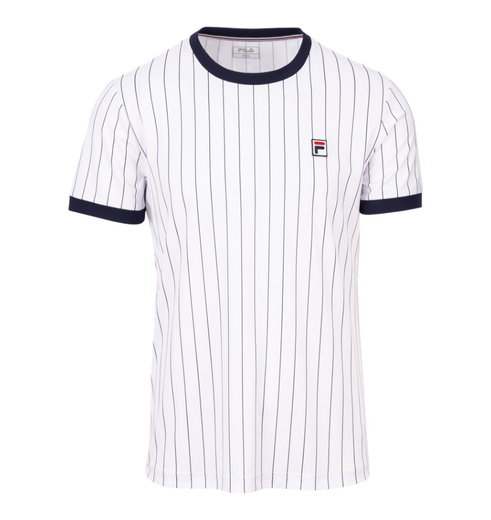 Fila Tennis-Tshirt BB1 Stripes (rec. Polyester) weiss/peacoatblau Herren
