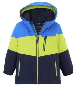 First Instinct Winter Jacket FISW 3 (PFC-free, waterproof and windproof) neon yellow/blue toddlers