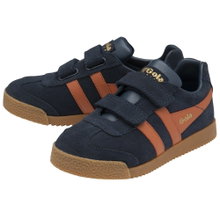 Sneaker Gola Harrier 2025 (zamsz, rzep) granatowy/pomarańczowy dziecięcy