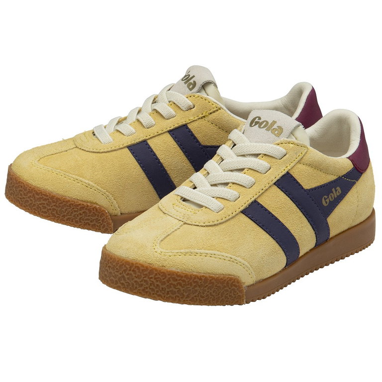 Gola Sneaker Elan 2025 (Wildleder,Schnürverschluss) gelb/violett/kirschrot Kinder