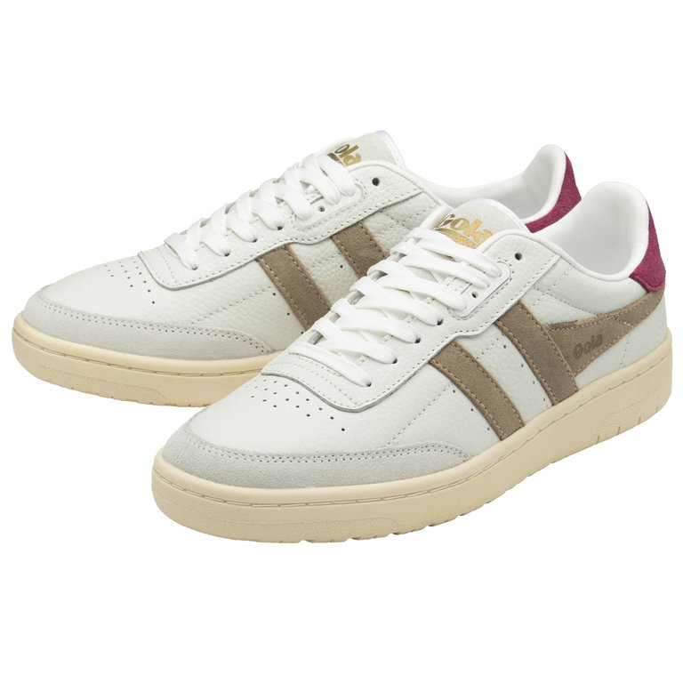 Gola Sneaker Falcon Leder weiss/braun/kirschrot Damen
