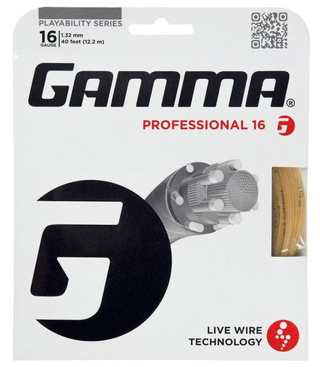 Gamma Tennissaite Live Wire Professional (Touch+Armschonung) natur 12m Set