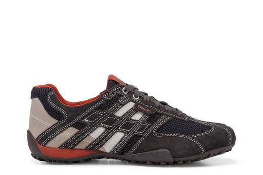 Geox Sneaker Męski Snake (Skóra zamszowa/tekstylia) ciemnoszary Herren