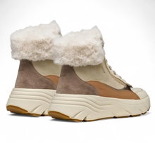 Geox Winterschuhe Diamanta B (Leder, mit seitlichen Reissverschluss) taupebraun/beige Damen