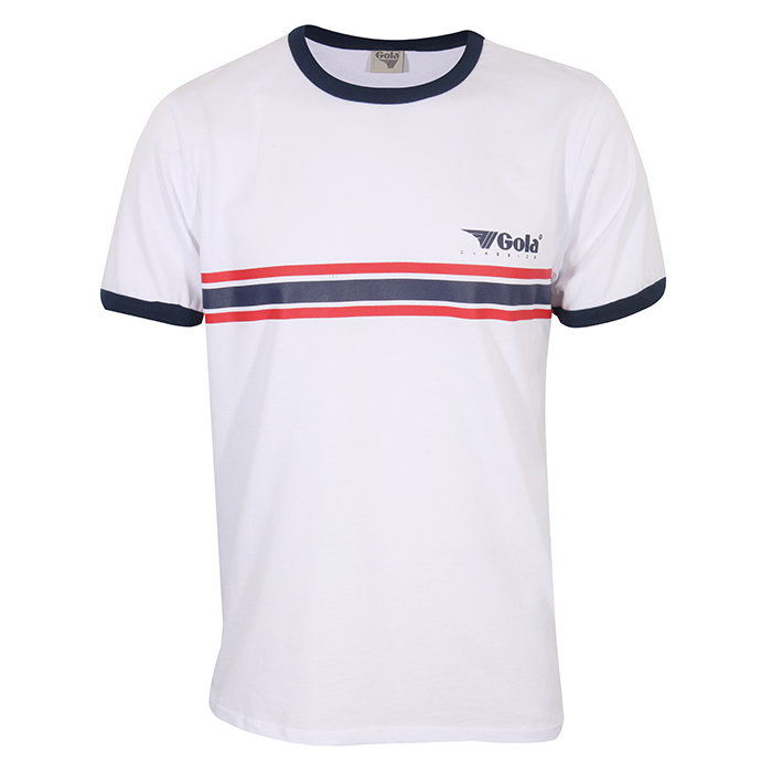 Gola Freizeit-Tshirt Stripe Logo (100% Baumwolle) weiss Herren