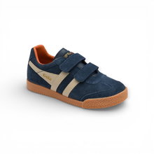 Sneaker Gola Harrier 2026 (zamsz, rzep) granatowy/kremowy/pomarańczowy dziecięcy