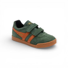 Sneaker Gola Harrier 2026 (zamsz, rzep) ciemnozielony/pomarańczowy/czarny dziecięcy