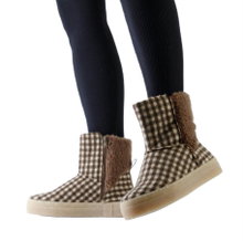 Grand Step Shoes Winterstiefel Nicki Wool Bootie (gefüttert, bequem) - braun/grau Damen