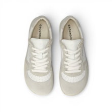 Groundies Minimal-Sneaker Nova GO1 (Zero Drop, Veloursleder) weiss/grau Damen